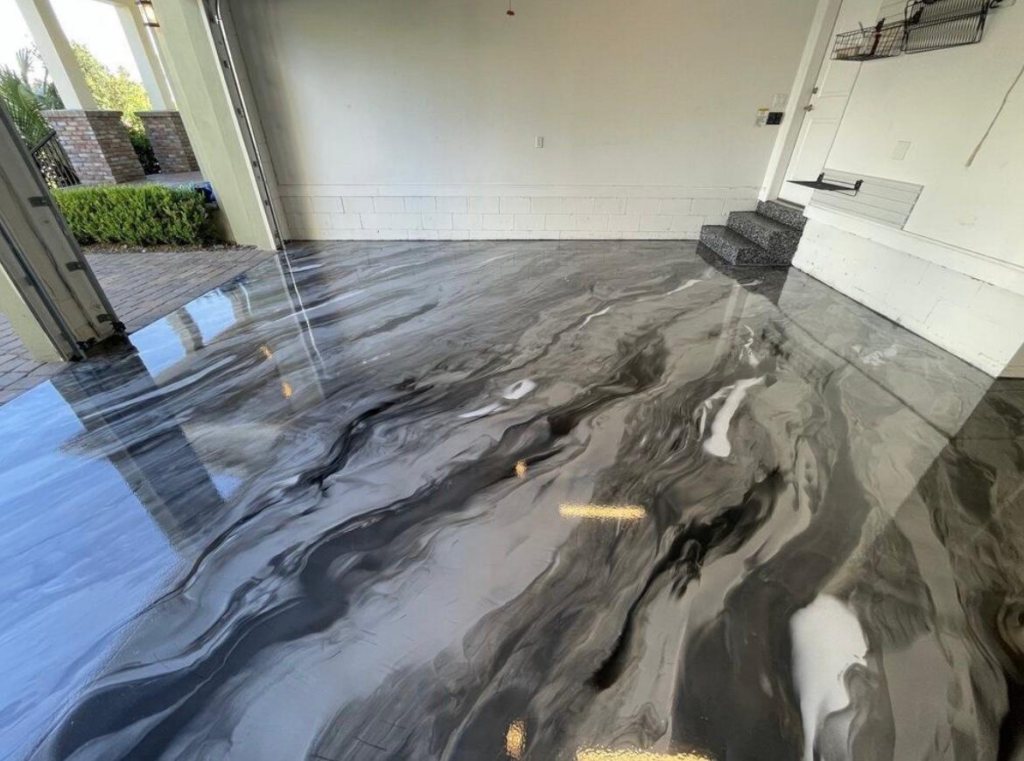 High-performance metallic gray epoxy flooring in Davie, FL