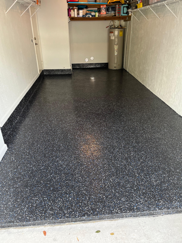 Finished epoxy garage floor installation in Sunrise, South Florida