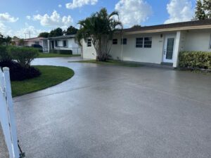 Miami Gardens driveway after professional epoxy installation, enhancing both curb appeal and functionality.